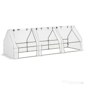 Outsunny Seră de Grădină Tip Tunel din PE pentru Cultivarea Plantelor și Florilor, cu Uși cu Fermoar, 270x90x90 cm, Alb | Aosom Romania 