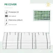 Outsunny Seră de Grădină Tip Tunel din PE pentru Cultivarea Plantelor și Florilor, cu Uși cu Fermoar, 270x90x90 cm, Alb | Aosom Romania 