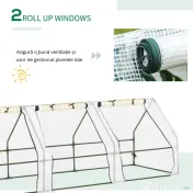 Outsunny Seră de Grădină Tip Tunel din PE pentru Cultivarea Plantelor și Florilor, cu Uși cu Fermoar, 270x90x90 cm, Alb | Aosom Romania 
