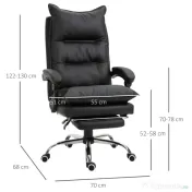 Fotoliu Birou Vinsetto, Piele ecologica Neagra, Spatar Rabatabil la 155°, Suport picioare | Aosom Romania