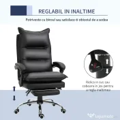 Fotoliu Birou Vinsetto, Piele ecologica Neagra, Spatar Rabatabil la 155°, Suport picioare | Aosom Romania