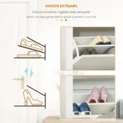 HOMCOM Dulap Hol, Capacitate 12 Perechi Max, dulap pantofi cu 2 Rafturi Reglabile și Detașabile, 72x26x80 cm, Alb | Aosom Romania 