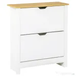 HOMCOM Dulap modern pentru pantofi, pentru maximum 12 perechi, cu 2 sertare reglabile și detașabile, din lemn, 72x26x80 cm, alb