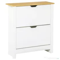 HOMCOM Dulap modern pentru pantofi, pentru maximum 12 perechi, cu 2 sertare reglabile și detașabile, din lemn, 72x26x80 cm, alb