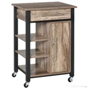 Carucior de bucatarie HOMCOM cu suport de pahare, sertar, rafturi, 4 roti | Aosom RO 