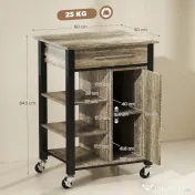 Carucior de bucatarie HOMCOM cu suport de pahare, sertar, rafturi, 4 roti | Aosom RO 
