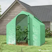 Outsunny Sera Cabina Portabila 180x100cmx168cm, Folie PE, Cadru de Otel, Usa cu Fermoar, Aerisire Superioara, Verde | Aosom Romania 