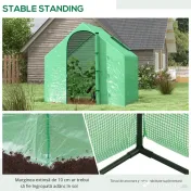 Outsunny Sera Cabina Portabila 180x100cmx168cm, Folie PE, Cadru de Otel, Usa cu Fermoar, Aerisire Superioara, Verde | Aosom Romania 