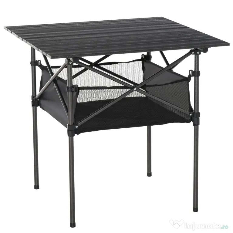 Outsunny Masă de Camping Pliabilă, Ușor de Transportat, Include Geantă de Călătorie, 70x70x69cm, Negru | Aosom Romania