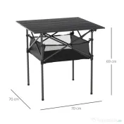Outsunny Masă de Camping Pliabilă, Ușor de Transportat, Include Geantă de Călătorie, 70x70x69cm, Negru | Aosom Romania