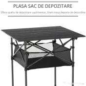Outsunny Masă de Camping Pliabilă, Ușor de Transportat, Include Geantă de Călătorie, 70x70x69cm, Negru | Aosom Romania