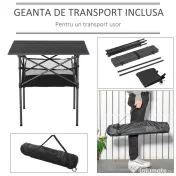 Outsunny Masă de Camping Pliabilă, Ușor de Transportat, Include Geantă de Călătorie, 70x70x69cm, Negru | Aosom Romania