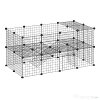 PawHut Țarc din Metal pentru Animale Mici de Companie cu 36 de Panouri Metalice și Ușă, 146x73x73 cm, Negru | Aosom Romania 