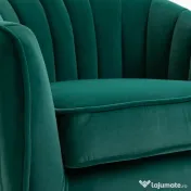 HOMCOM Fotoliu Elegant din Catifea Verde cu Picioare Metalice Aurii Confort Superior pentru Living | Aosom Romania