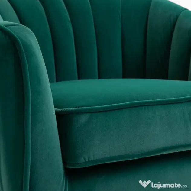 HOMCOM Fotoliu Elegant din Catifea Verde cu Picioare Metalice Aurii Confort Superior pentru Living | Aosom Romania
