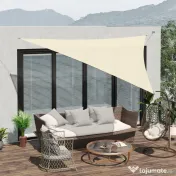 Outsunny Cort Parasolar Triunghiular Anti UV, Design Velă, Perfect pentru Grădină, Crem, 5x5x5m | Aosom Romania 
