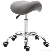 HOMCOM Scaun de lucru cu sa si roti, cu Inaltime reglabila pentru Saloane de coafor si Tatuaj, 52x53x49-61cm Gri | Aosom Romania