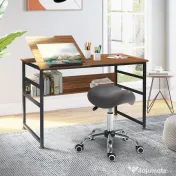 HOMCOM Scaun de lucru cu sa si roti, cu Inaltime reglabila pentru Saloane de coafor si Tatuaj, 52x53x49-61cm Gri | Aosom Romania