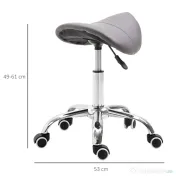 HOMCOM Scaun de lucru cu sa si roti, cu Inaltime reglabila pentru Saloane de coafor si Tatuaj, 52x53x49-61cm Gri | Aosom Romania
