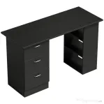 HOMCOM Birou de Calculator Modern, Masa de Lucru cu 3 Sertare și Raft pentru Depozitare, Design Elegant, Negru | Aosom Romania