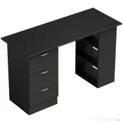 HOMCOM Birou de Calculator Modern, Masa de Lucru cu 3 Sertare și Raft pentru Depozitare, Design Elegant, Negru | Aosom Romania 