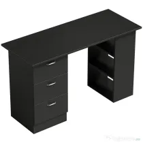 HOMCOM Birou de Calculator Modern, Masa de Lucru cu 3 Sertare și Raft pentru Depozitare, Design Elegant, Negru | Aosom Romania