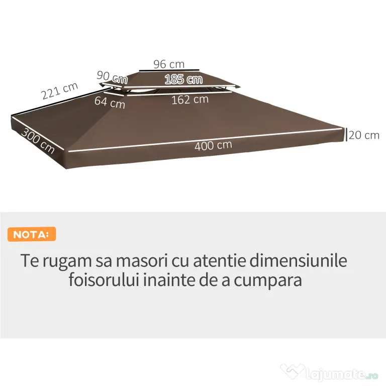 Acoperiș de Schimb Outsunny pentru Foisor, Impermeabil Dublu strat 3x4m | Aosom Romania
