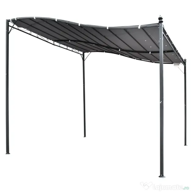 Outsunny Pavilion Cort Foisor 3x3m pentru Gradina sau Terasa cu perdea Gri | Aosom Romania