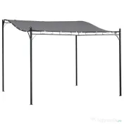 Outsunny Pavilion Cort Foisor 3x3m pentru Gradina sau Terasa cu perdea Gri 
