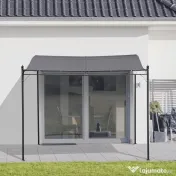 Outsunny Pavilion Cort Foisor 3x3m pentru Gradina sau Terasa cu perdea Gri 