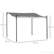 Outsunny Pavilion Cort Foisor 3x3m pentru Gradina sau Terasa cu perdea Gri 