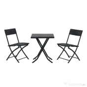 Outsunny Set Mobilier de Grădină din Poly Ratan, 3 Piese, Masă și 2 Scaune Pliabile, Rezistent la Apă și UV, Negru | Aosom Romania