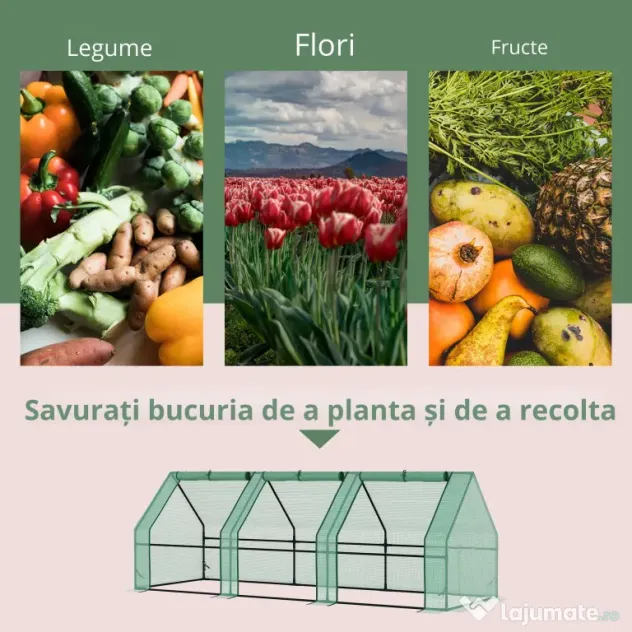 Outsunny sera gradina cu prelata, 270x90x90cm, verde | Aosom Romania