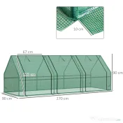 Outsunny sera gradina cu prelata, 270x90x90cm, verde 
