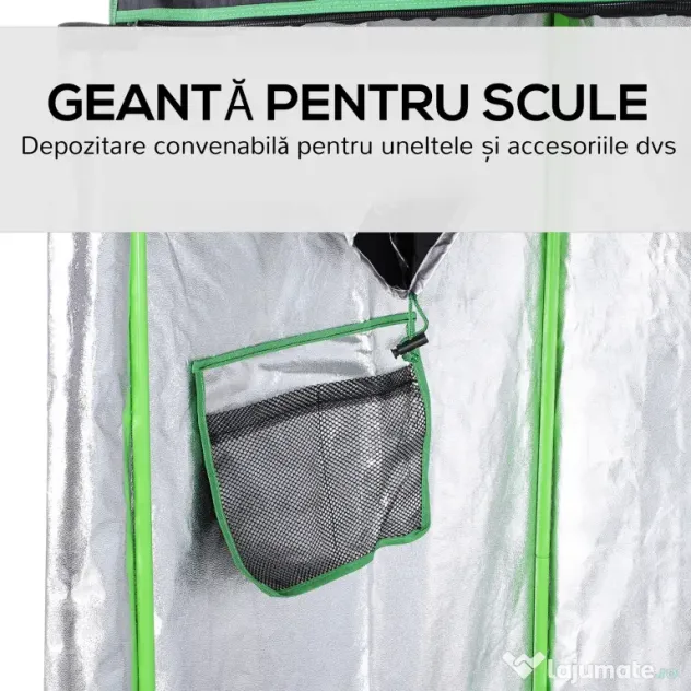 Outsunny Cort Hidroponic pentru Cultivare din Oxford 600D cu 3 Prize de Aer Reglabile și Fereastră, 120x60x150 cm, Negru | Aosom Romania