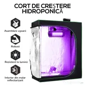 Outsunny Seră Hidroponică din Mylar cu Orificii de Aerisire Reglabile pentru Cultivare la Interior, 120x60x150cm, Negru 