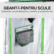 Outsunny Seră Hidroponică din Mylar cu Orificii de Aerisire Reglabile pentru Cultivare la Interior, 120x60x150cm, Negru 