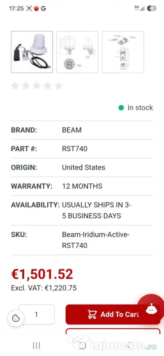 Antena BEAM Iridium Active Antenna (RST740).