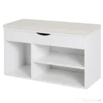 Homcom Banca Pantofi Alba 80×30×47 cm – Cu Sertar & sezut Rabatabil