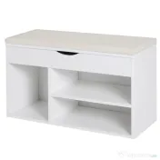Homcom Banca Pantofi Alba 80×30×47 cm – Cu Sertar & sezut Rabatabil