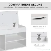 Homcom Banca Pantofi Alba 80×30×47 cm – Cu Sertar & sezut Rabatabil