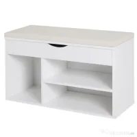HOMCOM Dulap pentru Pantofi, Bancă cu Scaun Căptușit, Rabatabil, pentru Hol, 80x30x47 cm, Alb | Aosom Romania 