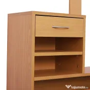 HOMCOM Mobilier Garderoba Dulap Pantofi Reglabil cu Oglinda si Cuier 6 carlige pentru Hol si Dormitor 90x22x116cm Lemn 