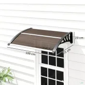 Outsunny Copertină de Exterior Impermeabilă și Anti-UV, din Policarbonat, Polipropilenă și Aluminiu, 75x100x23 cm, Maro și Negru 