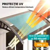 Outsunny Copertină de Exterior Impermeabilă și Anti-UV, din Policarbonat, Polipropilenă și Aluminiu, 75x100x23 cm, Maro și Negru 