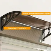 Outsunny Copertină de Exterior Impermeabilă și Anti-UV, din Policarbonat, Polipropilenă și Aluminiu, 75x100x23 cm, Maro și Negru 