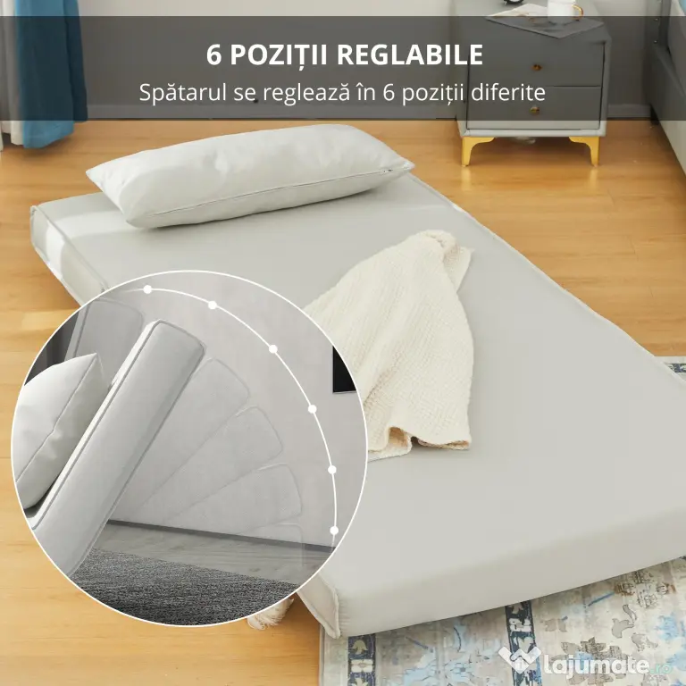 HOMCOM Fotoliu Pat 3 in 1 cu Spatar Rabatabil, Bej