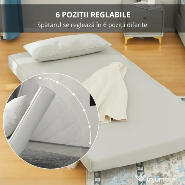 HOMCOM Fotoliu Pat 3 in 1 cu Spatar Rabatabil, Bej