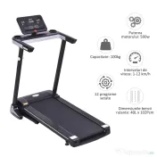 HomCom banda de alergat electrica, ecran LCD, neagra