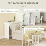 HOMCOM Masuta Pliabila Pranz Masa Consola Economiseste Spatiu pentru 2 Persoane